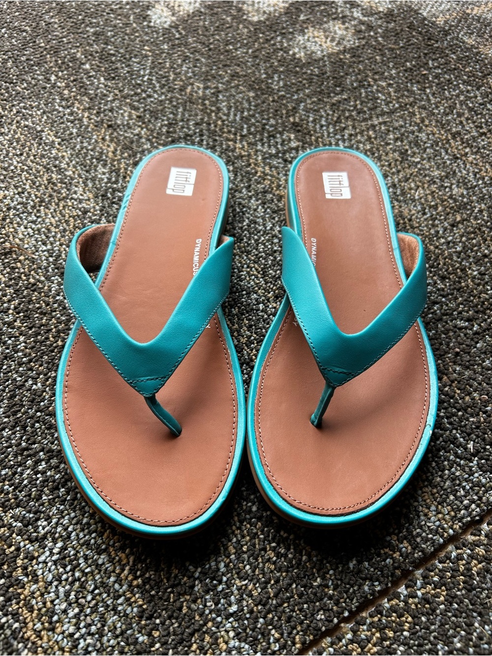 Fitflop Gracie Turquoise Leather Sandals Arch Support Flip Flop Size 7